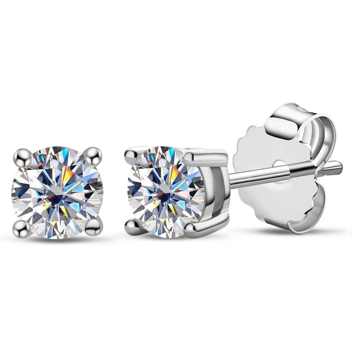 Casual Simple Style Square Sterling Silver Moissanite Ear Studs In Bulk