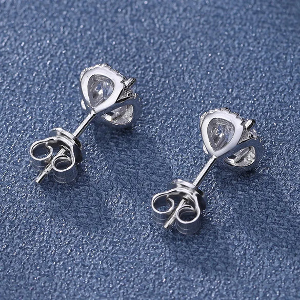 Casual Simple Style Square Sterling Silver Moissanite Zircon Ear Studs In Bulk