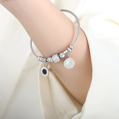 Casual Simple Style Star Heart Shape Butterfly Titanium Steel Plating Inlay Rhinestones 18k Gold Plated Bangle