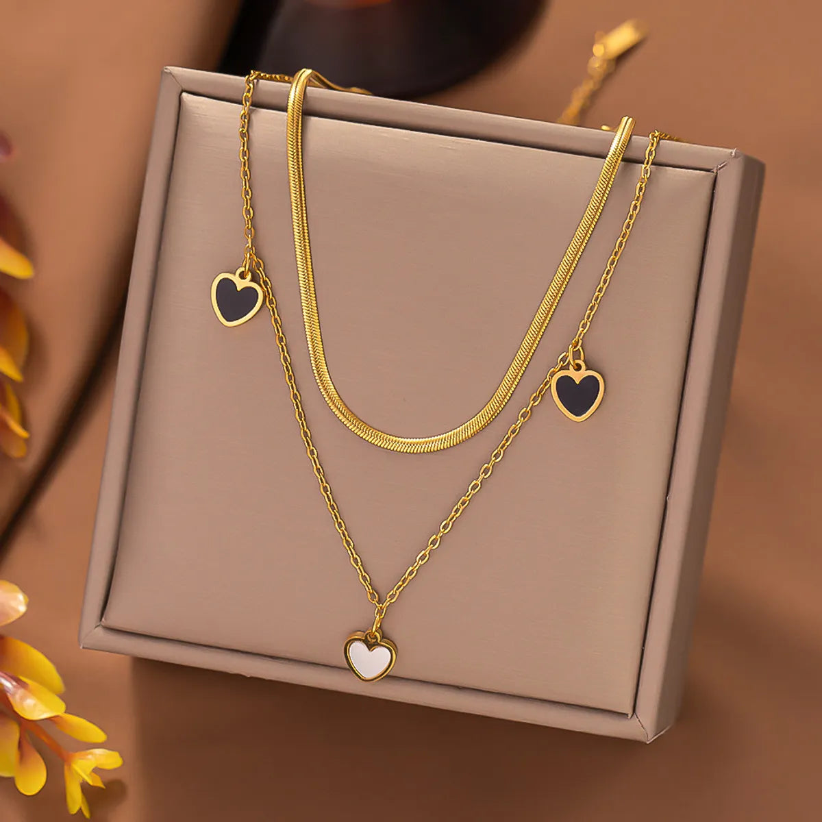 Wholesale Casual Simple Style Star Heart Shape Titanium Steel Plating Inlay Shell Bracelets Necklace