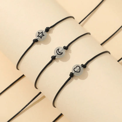 Casual Simple Style Star Moon Heart Shape Arylic Wax Line Wholesale Bracelets