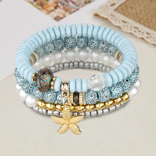 Casual Simple Style Starfish Alloy Natural Stone Seed Bead Irregular Women'S Bracelets