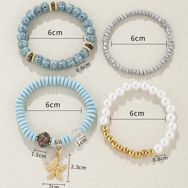 Casual Simple Style Starfish Alloy Natural Stone Seed Bead Irregular Women'S Bracelets