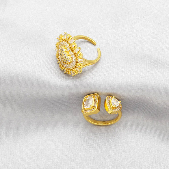 Casual Simple Style Streetwear Geometric Heart Shape Copper Plating Inlay Zircon 18k Gold Plated Open Rings