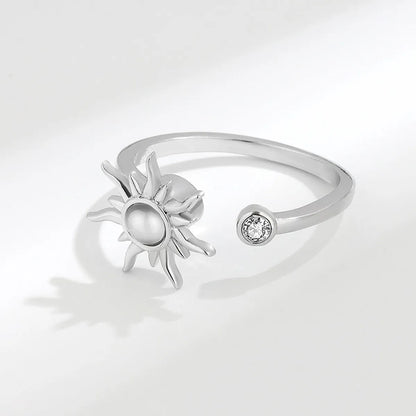 Casual Simple Style Sunflower Copper Plating Inlay Zircon Open Ring