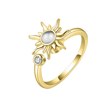 Casual Simple Style Sunflower Copper Plating Inlay Zircon Open Ring