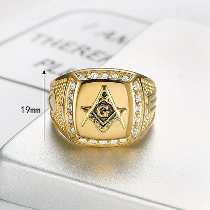 Casual Simple Style Symbol Titanium Steel Inlay Rhinestones Gold Plated Unisex Rings