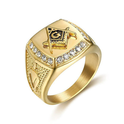 Casual Simple Style Symbol Titanium Steel Inlay Rhinestones Gold Plated Unisex Rings