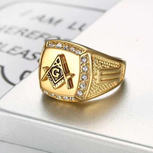 Casual Simple Style Symbol Titanium Steel Inlay Rhinestones Gold Plated Unisex Rings