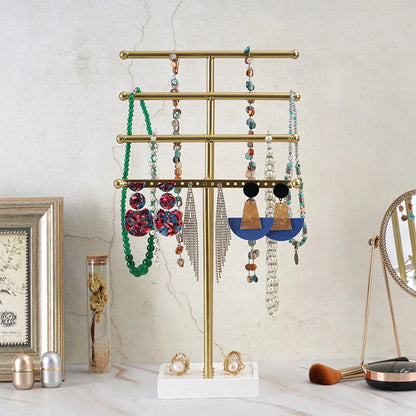 Casual Simple Style T Shape Solid Wood Iron Jewelry Rack