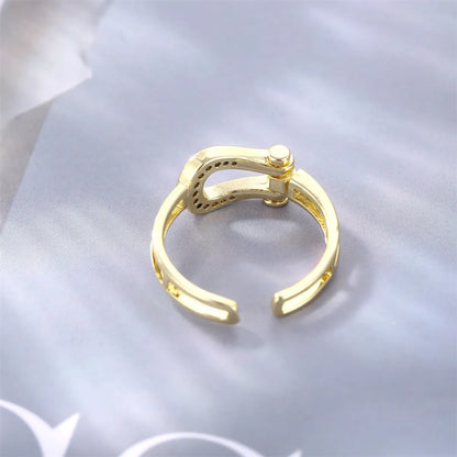 Casual Simple Style U Shape Copper Plating Inlay Zircon White Gold Plated Gold Plated Open Rings