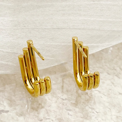 1 Pair Casual Simple Style U Shape Polishing Plating 304 Stainless Steel 14K Gold Plated Ear Studs