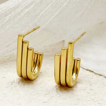 1 Pair Casual Simple Style U Shape Polishing Plating 304 Stainless Steel 14K Gold Plated Ear Studs