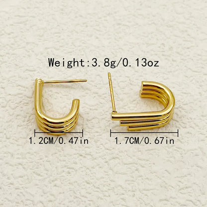 1 Pair Casual Simple Style U Shape Polishing Plating 304 Stainless Steel 14K Gold Plated Ear Studs