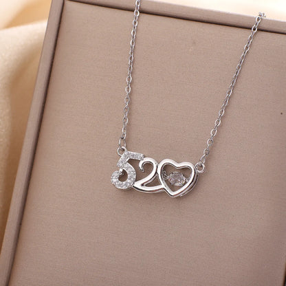 Casual Simple Style Water Droplets Heart Shape Flower Titanium Steel Plating Inlay Opal Zircon Pendant Necklace