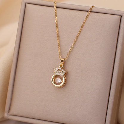 Casual Simple Style Water Droplets Heart Shape Flower Titanium Steel Plating Inlay Opal Zircon Pendant Necklace