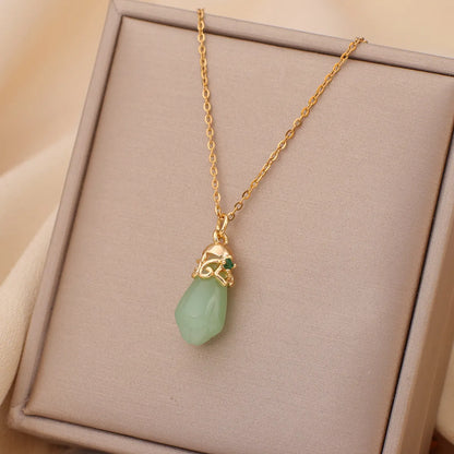 Casual Simple Style Water Droplets Heart Shape Flower Titanium Steel Plating Inlay Opal Zircon Pendant Necklace