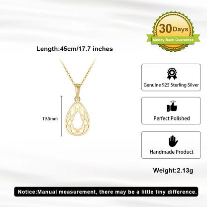 Casual Simple Style Water Droplets Sterling Silver Plating Hollow Out 14k Gold Plated Silver Plated Pendant Necklace