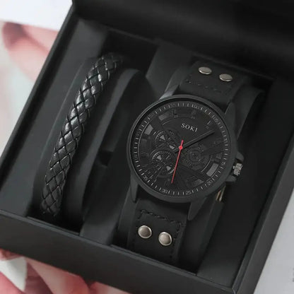 Casual Solid Color Buckle Quartz Men'S Watches