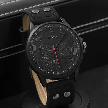 Casual Solid Color Buckle Quartz Men'S Watches