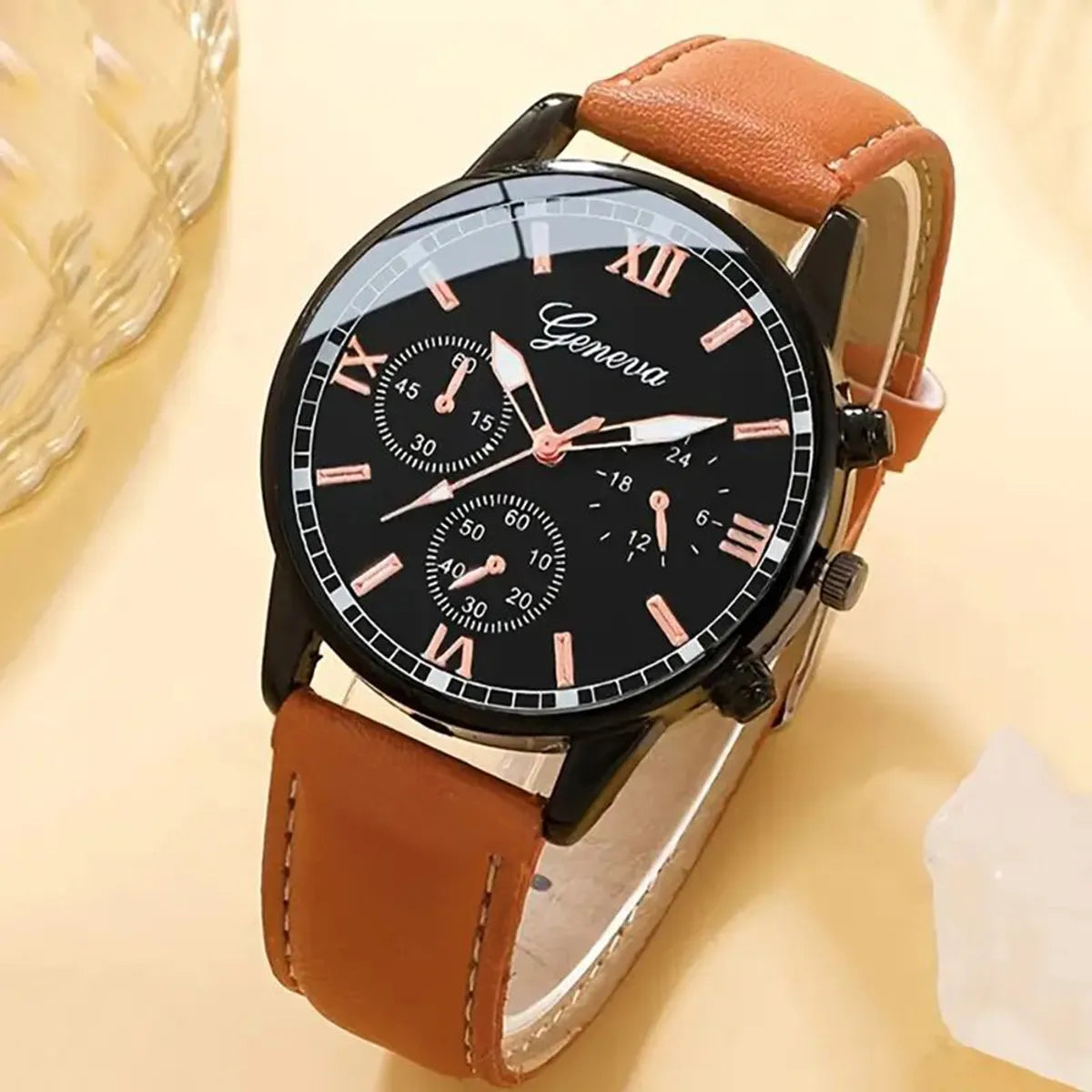 Casual Solid Color Buckle Quartz Men'S Watches