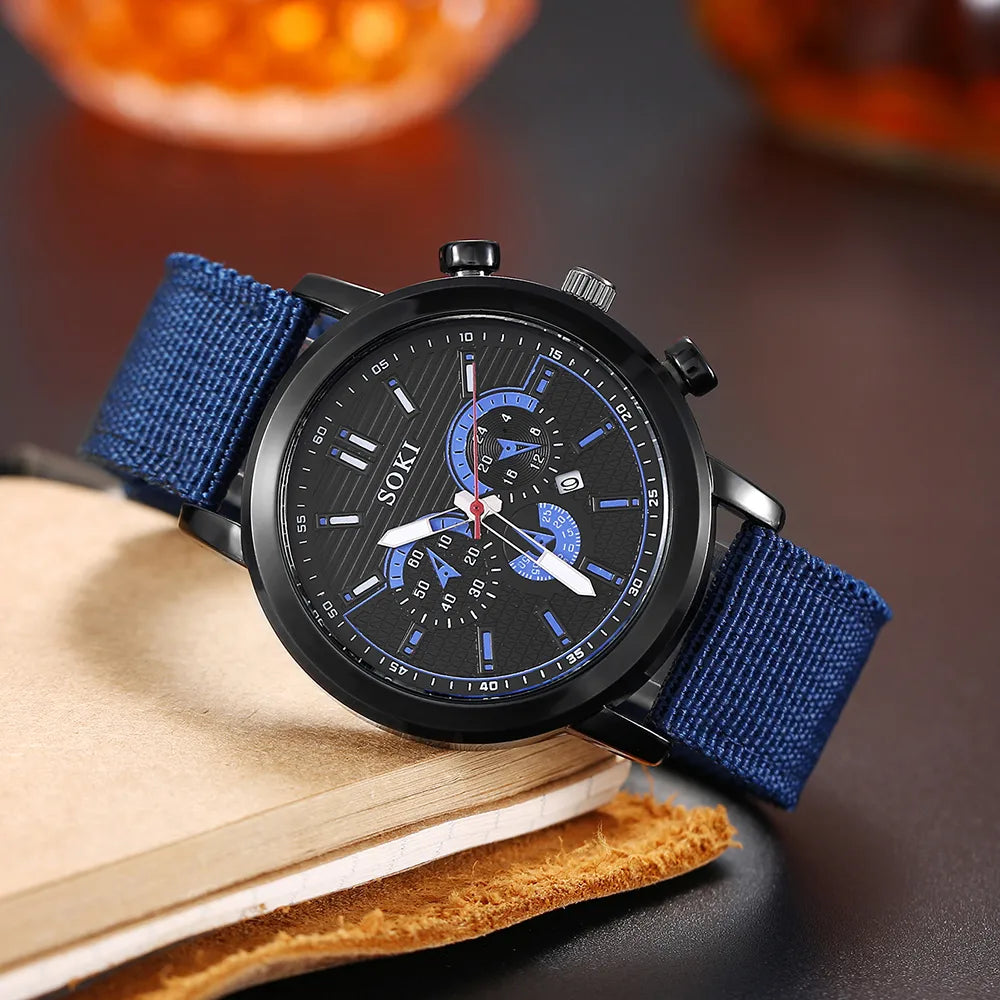 Casual Solid Color Buckle Quartz Men'S Watches