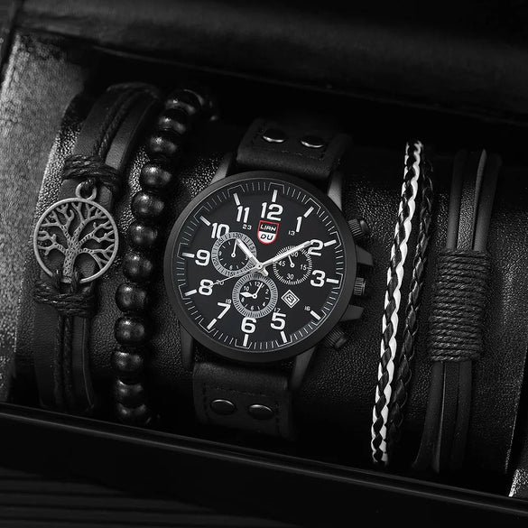 Casual Solid Color Buckle Quartz Men'S Watches