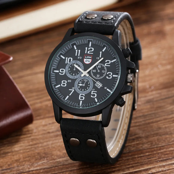 Casual Solid Color Buckle Quartz Men'S Watches