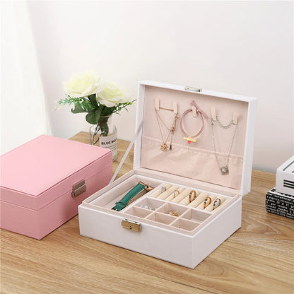 Casual Solid Color Pu Leather Jewelry Boxes