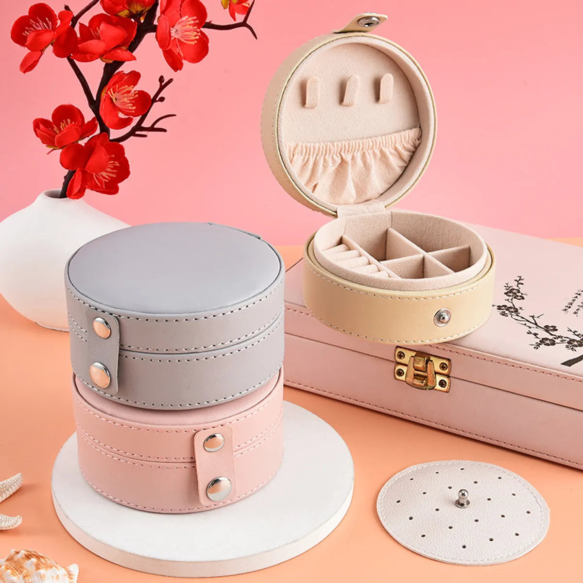 Casual Solid Color Pu Leather Jewelry Boxes