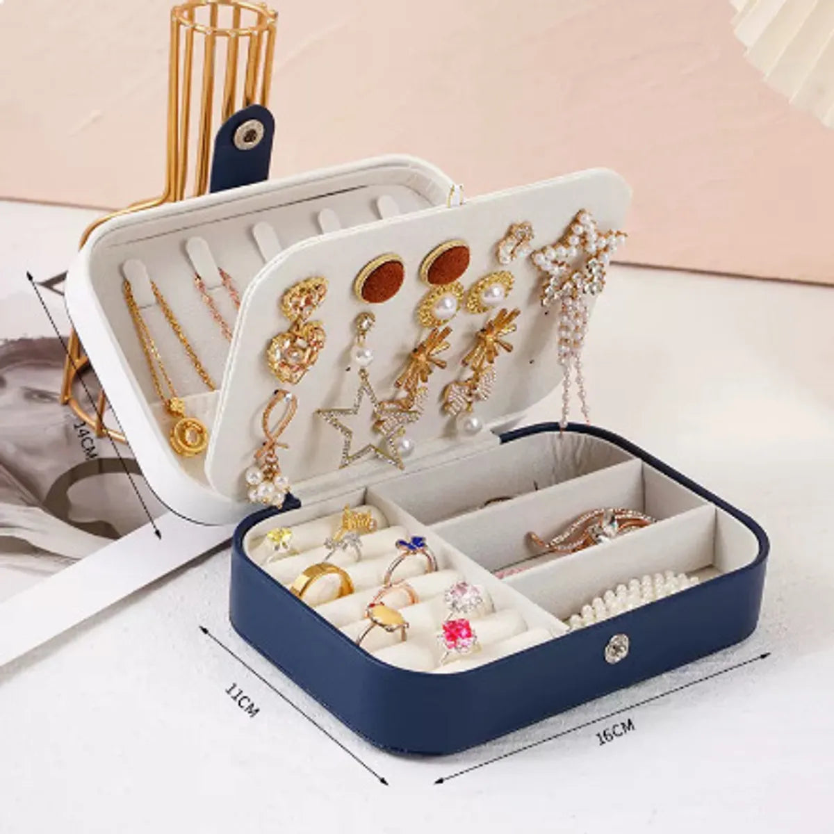 Casual Solid Color Pu Leather Jewelry Boxes