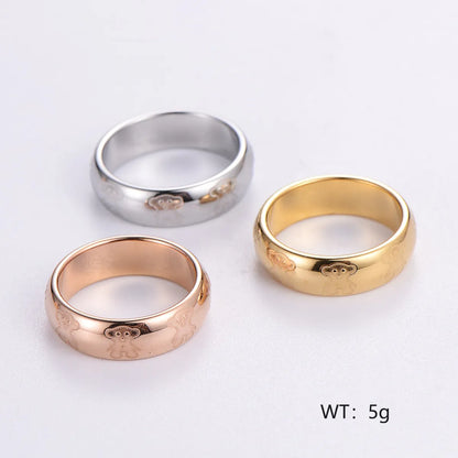 Casual Solid Color Stainless Steel Plating 18k Gold Plated Rose Gold Plated Rings