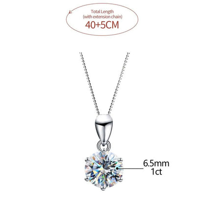 Casual Solid Color Sterling Silver Plating Inlay Moissanite White Gold Plated Necklace