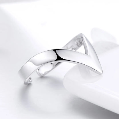 Casual Solid Color Sterling Silver Zircon Open Rings In Bulk