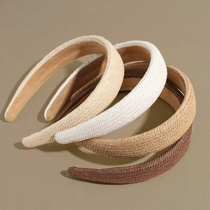 Casual Solid Color Straw Hair Band