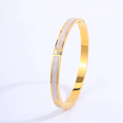 Casual Solid Color Titanium Steel Shell Bangle In Bulk