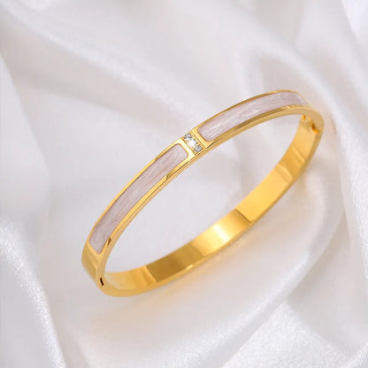 Casual Solid Color Titanium Steel Shell Bangle In Bulk