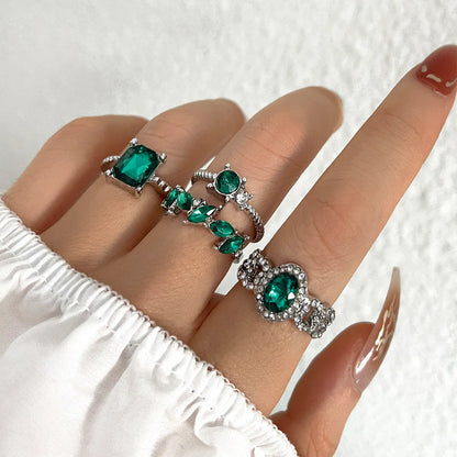 Casual Square Alloy Inlay Artificial Gemstones Women's Rings