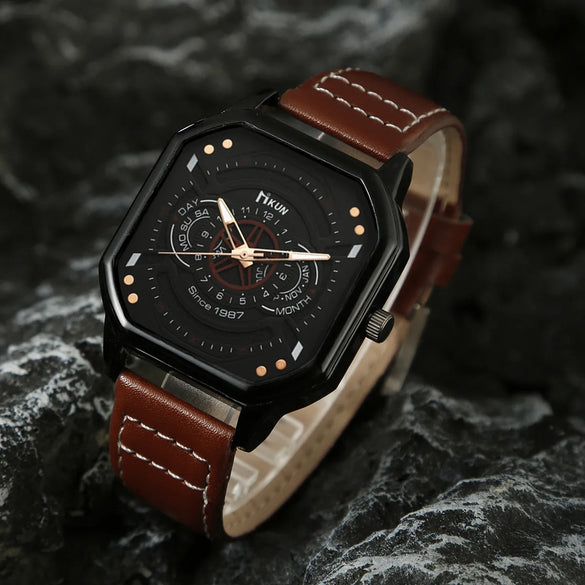 Casual Square Buckle Quartz Men'S Watches