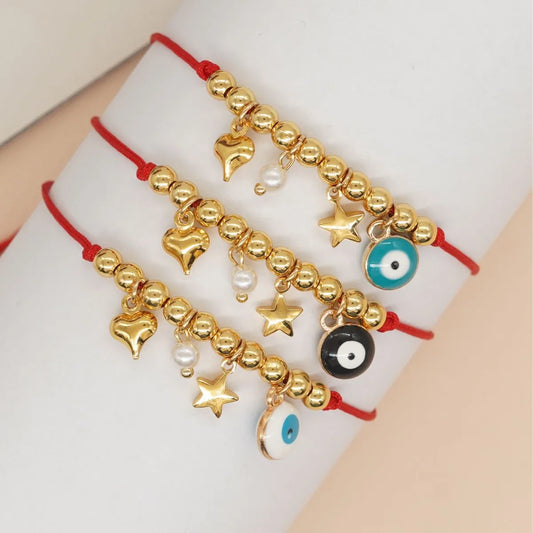 Casual Star Heart Shape Eye Alloy Rope Copper Bracelets In Bulk