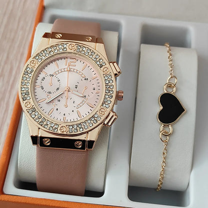 Casual Star Heart Shape Rose Buckle Quartz Women'S Watches