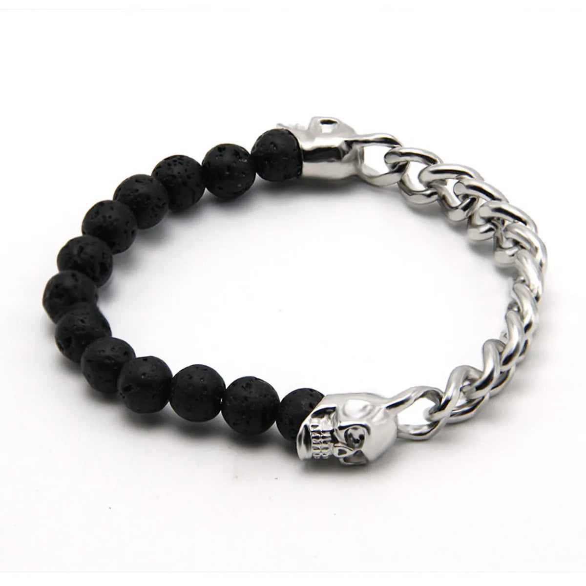 Casual Streetwear Color Block Alloy Volcanic Rock Iron Beaded Plating Couple Bracelets