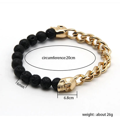 Casual Streetwear Color Block Alloy Volcanic Rock Iron Beaded Plating Couple Bracelets