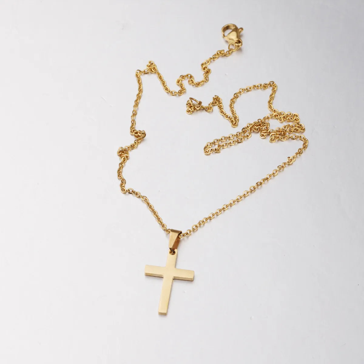 Casual Streetwear Cross Stainless Steel None 18K Gold Plated Unisex Pendant Necklace