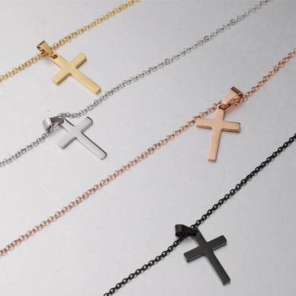 Casual Streetwear Cross Stainless Steel None 18K Gold Plated Unisex Pendant Necklace