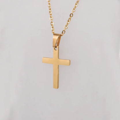 Casual Streetwear Cross Stainless Steel None 18K Gold Plated Unisex Pendant Necklace