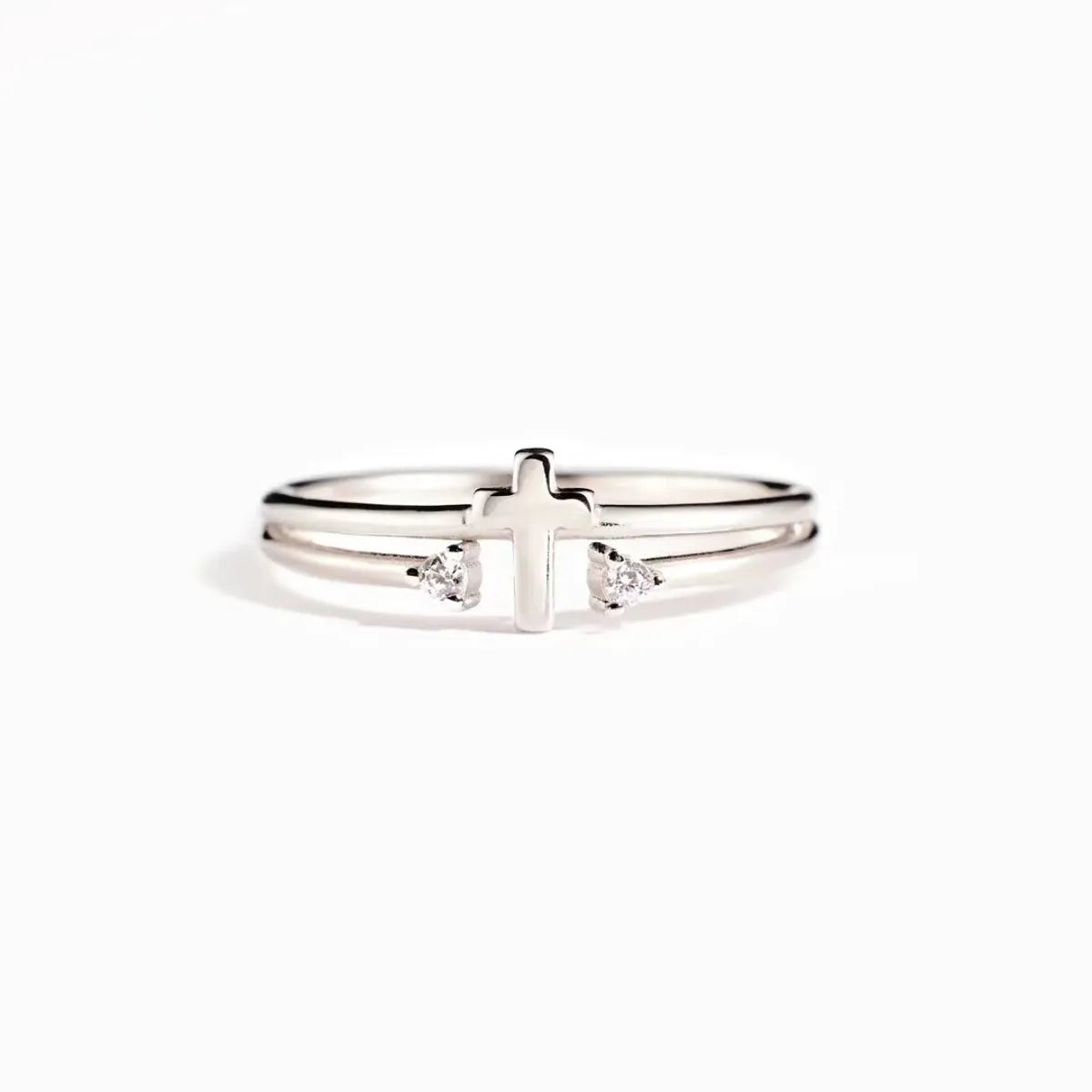 Casual Streetwear Cross Sterling Silver Plating Inlay Zircon Rings