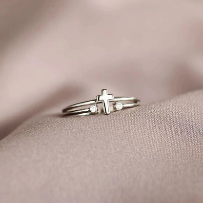 Casual Streetwear Cross Sterling Silver Plating Inlay Zircon Rings