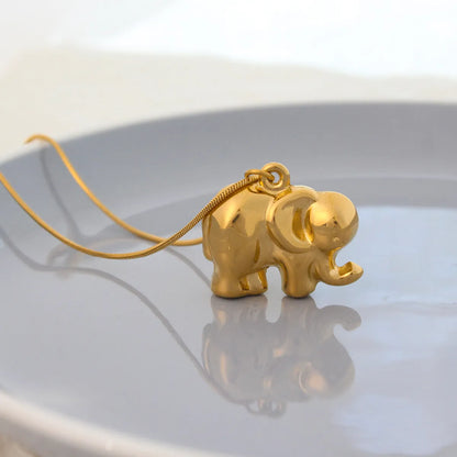 Casual Streetwear Elephant Stainless Steel Pendant Necklace