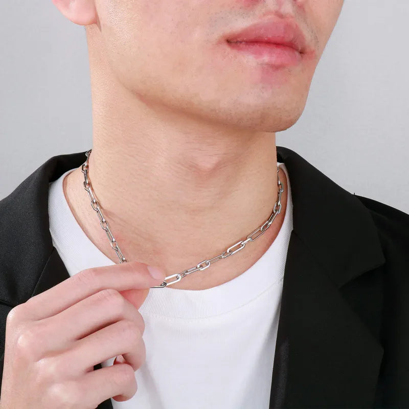 Casual Streetwear Geometric Titanium Steel Men'S Necklace